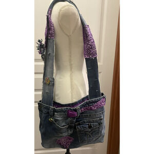 Handmade Upcycled Denim Jeans Purse Tote Bag Calvin Klein Butt Handkerchief